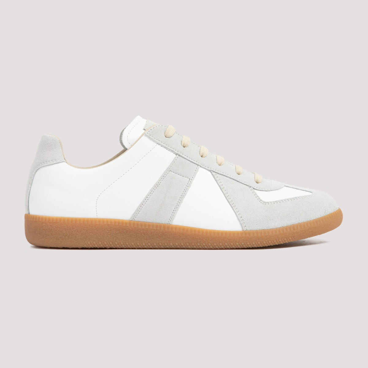 Maison Margiela Men's Leather Logo Patch Sneakers in White - view 3