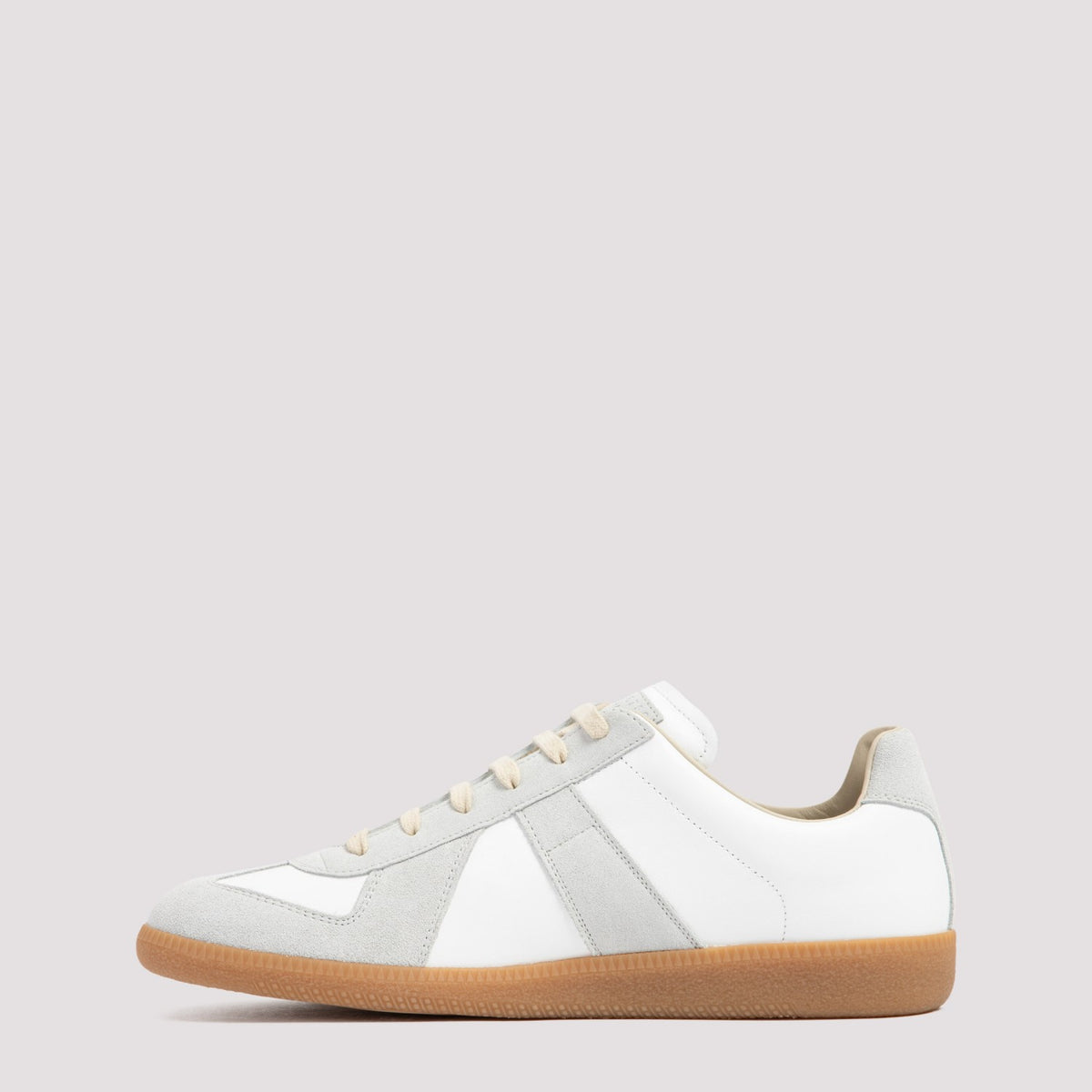Maison Margiela Men's Leather Logo Patch Sneakers in White - view 4