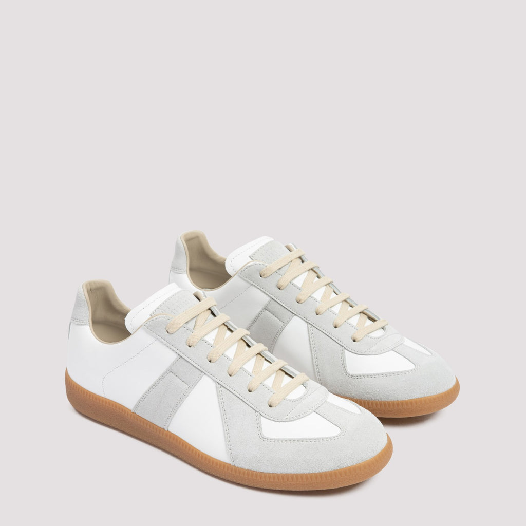 Maison Margiela Men's Leather Logo Patch Sneakers in White - view 5