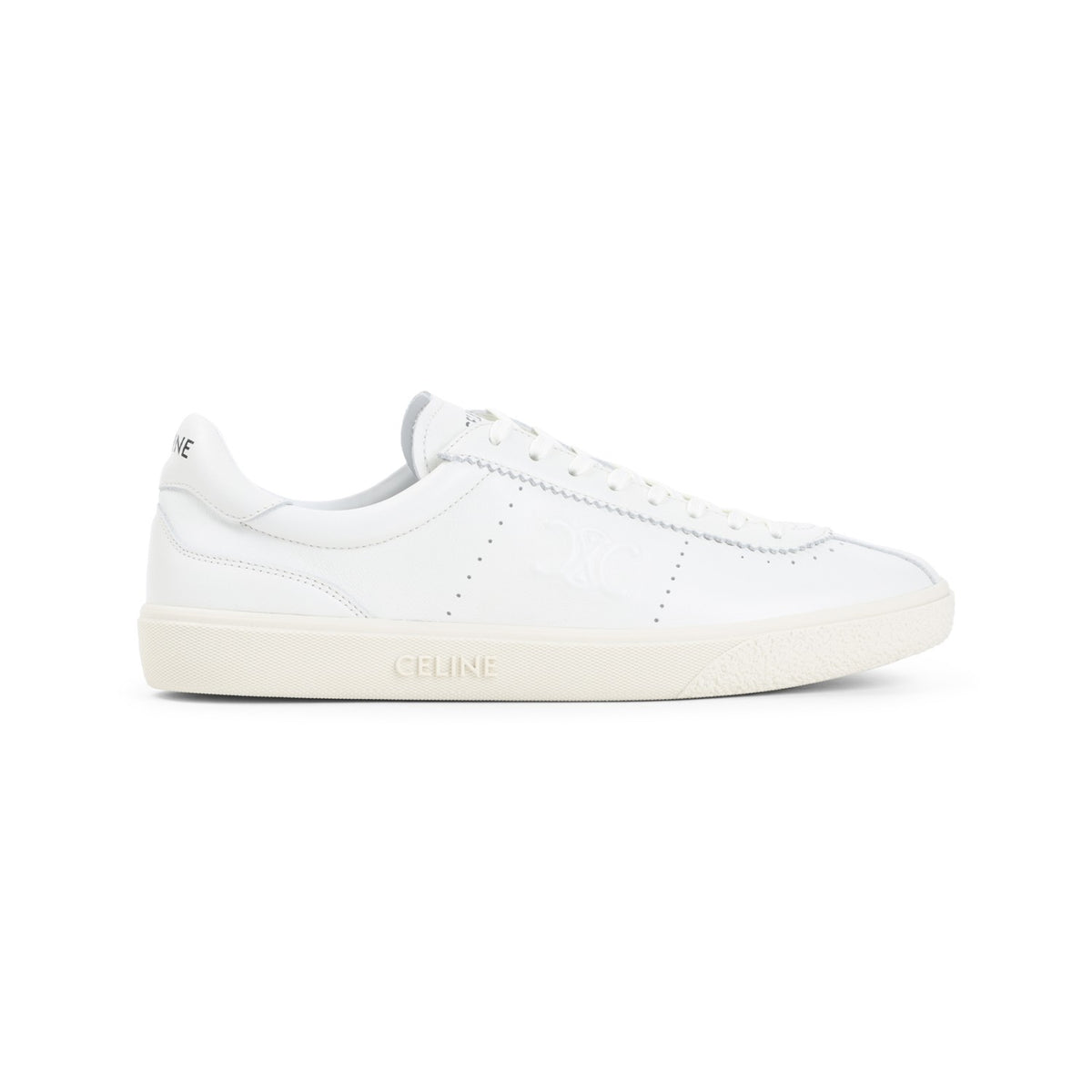 Celine Men's Leather Lace-Up Sneakers in White - view 2