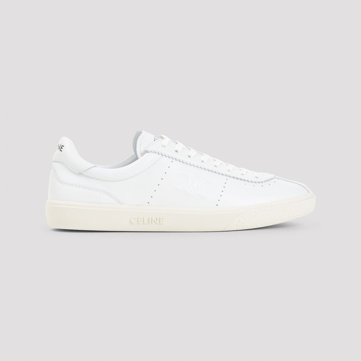 Celine Men's Leather Lace-Up Sneakers in White - view 3
