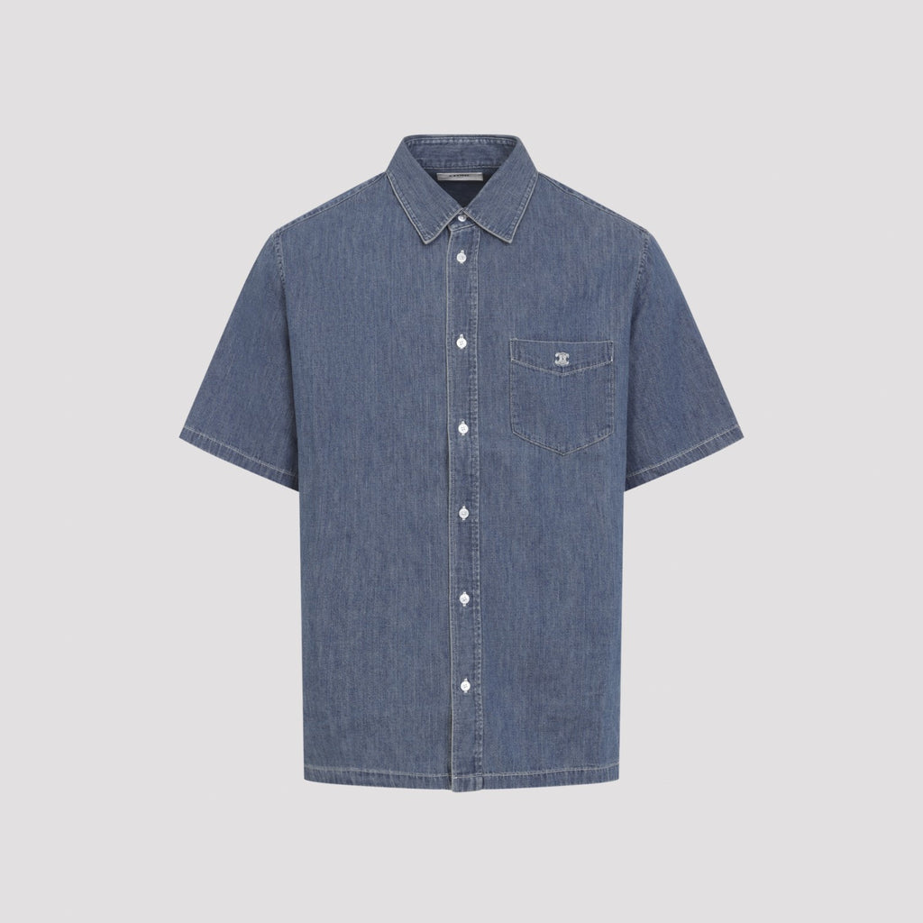 Celine Men's Cotton Bowling Shirt in Blue - view 1