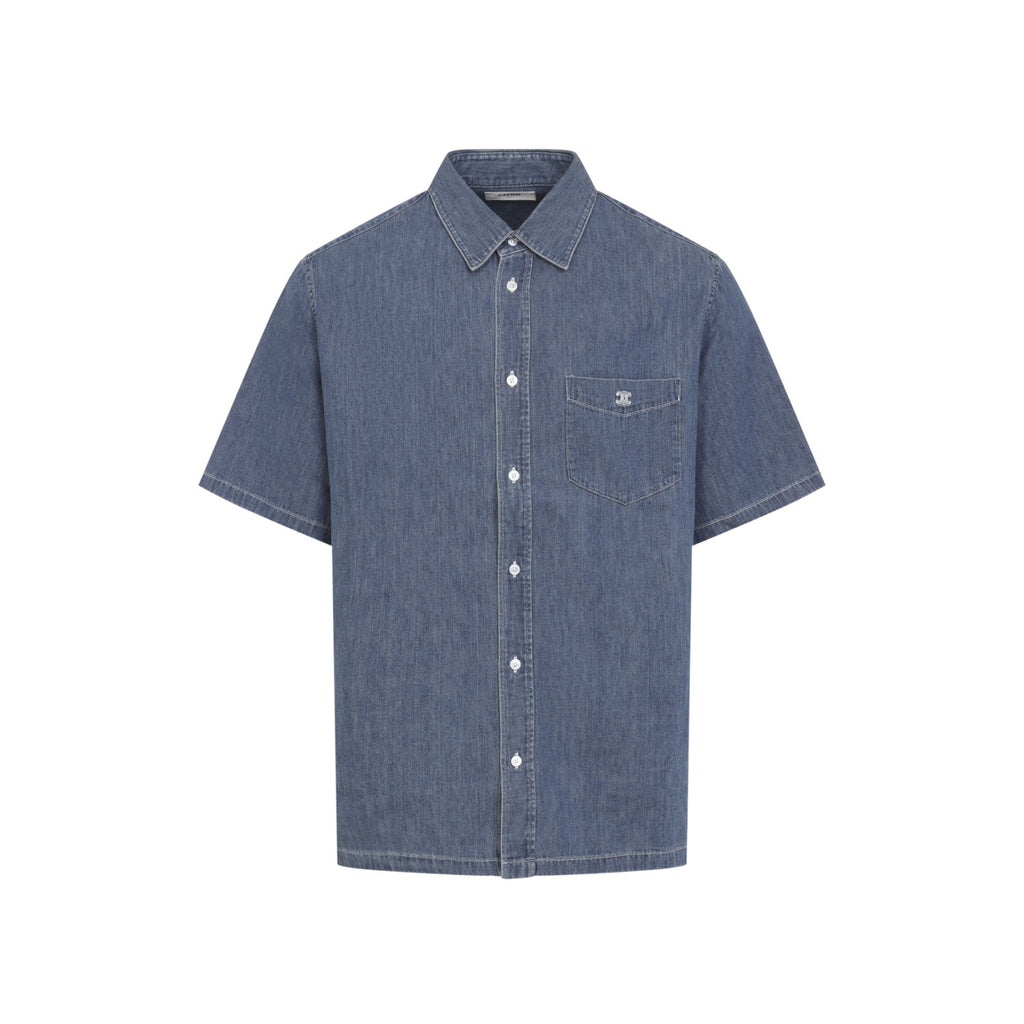 Celine Men's Cotton Bowling Shirt in Blue - view 2