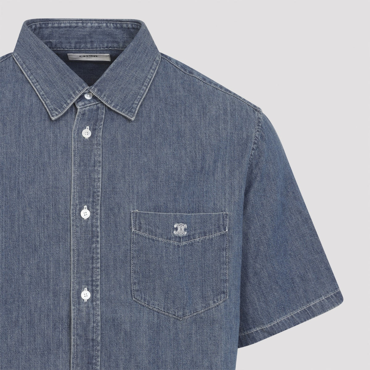 Celine Men's Cotton Bowling Shirt in Blue - view 4