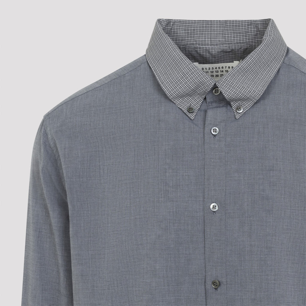 Maison Margiela Men's Cotton Double Shirt in Blue - view 4