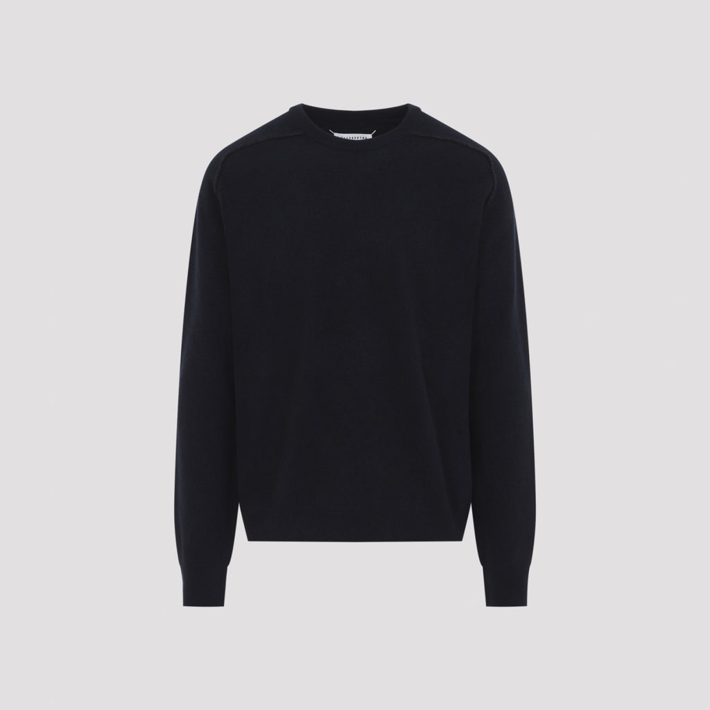 Maison Margiela Men's Lambswool Sweater in Navy - view 1