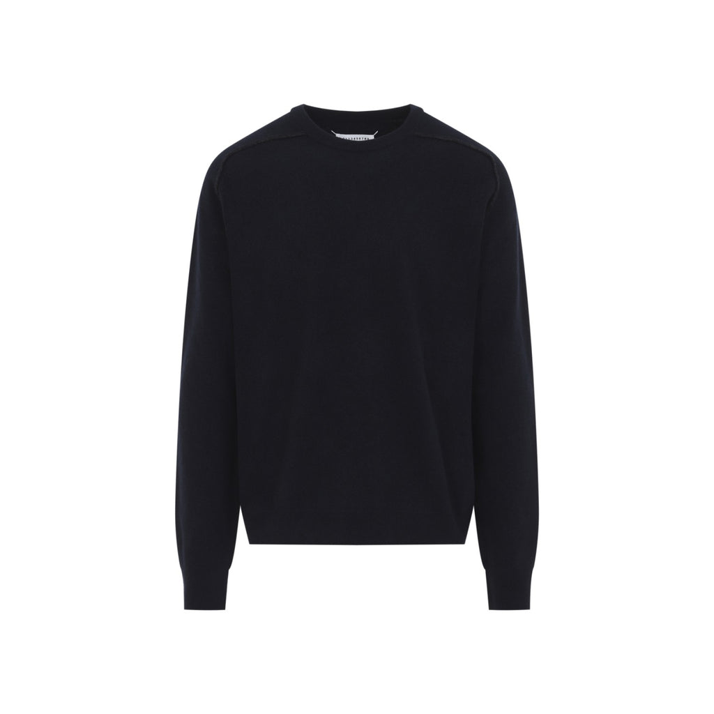 Maison Margiela Men's Lambswool Sweater in Navy - view 2