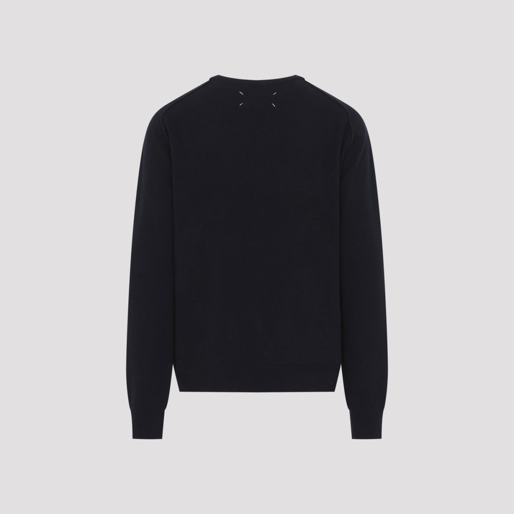 Maison Margiela Men's Lambswool Sweater in Navy - view 3