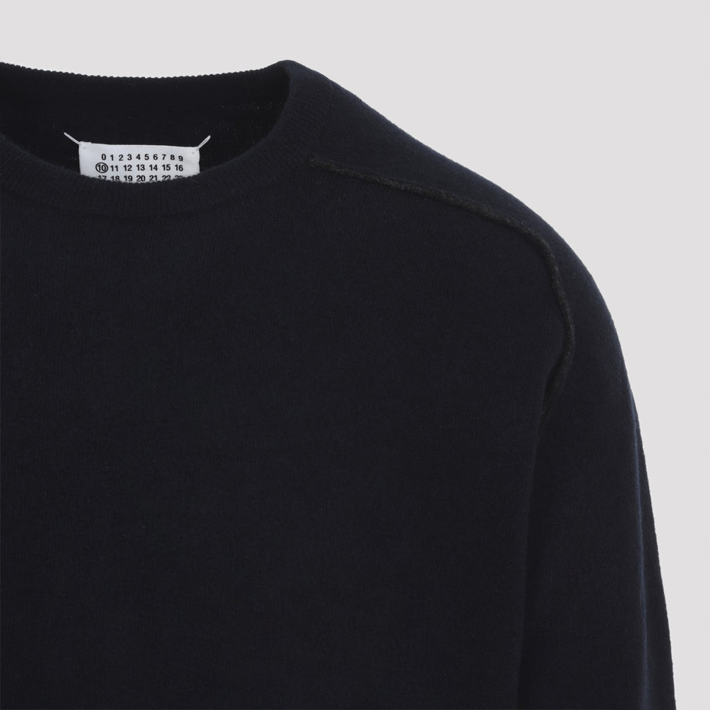Maison Margiela Men's Lambswool Sweater in Navy - view 4