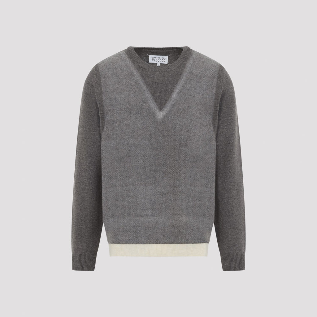 Maison Margiela Men's Wool Fused Knit Sweater in Ecru - view 1