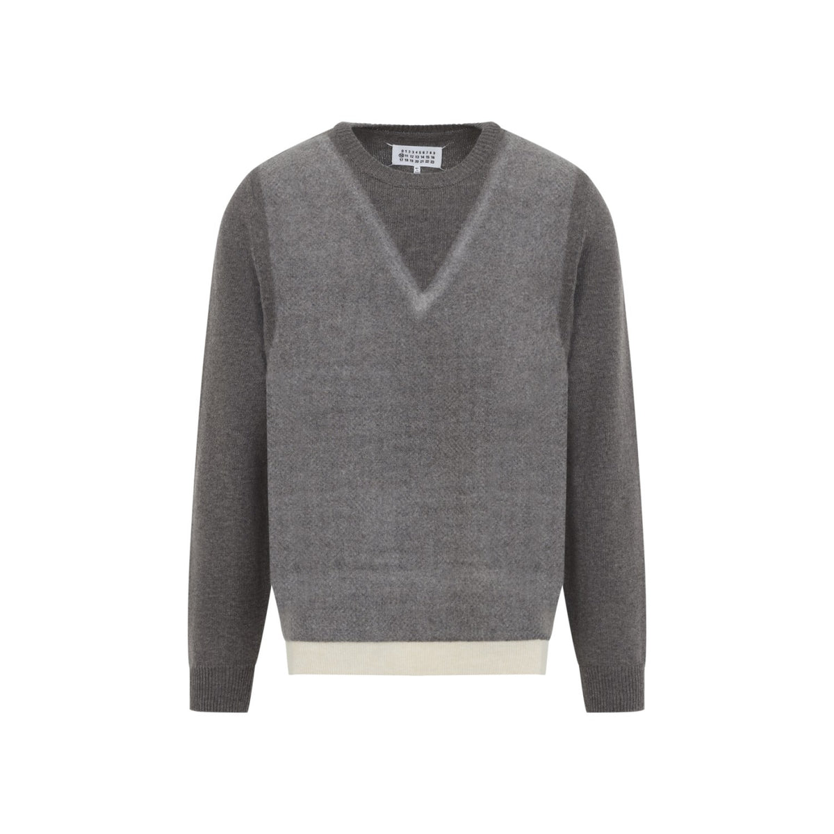 Maison Margiela Men's Wool Fused Knit Sweater in Ecru - view 2