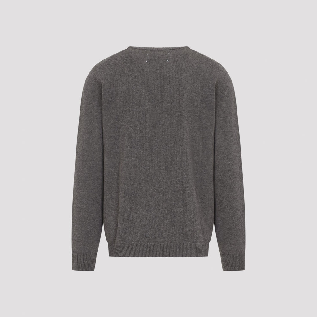 Maison Margiela Men's Wool Fused Knit Sweater in Ecru - view 3