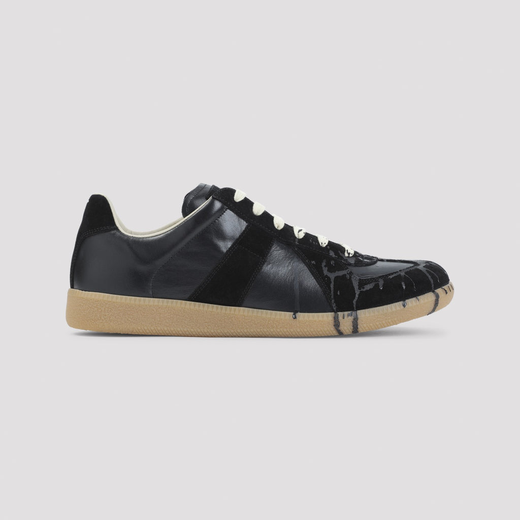 Maison Margiela Men's Leather Replica Sneakers in Black - view 3