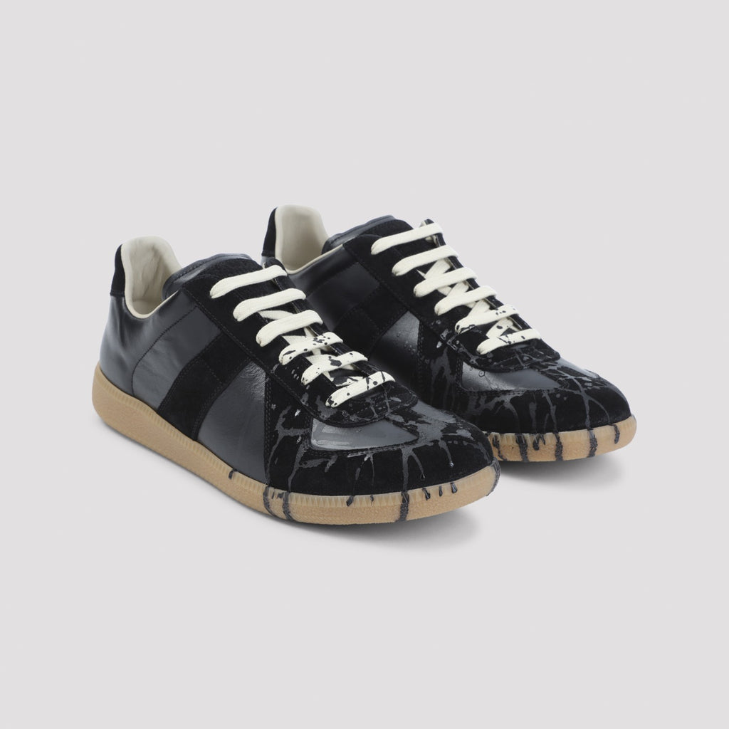 Maison Margiela Men's Leather Replica Sneakers in Black - view 5