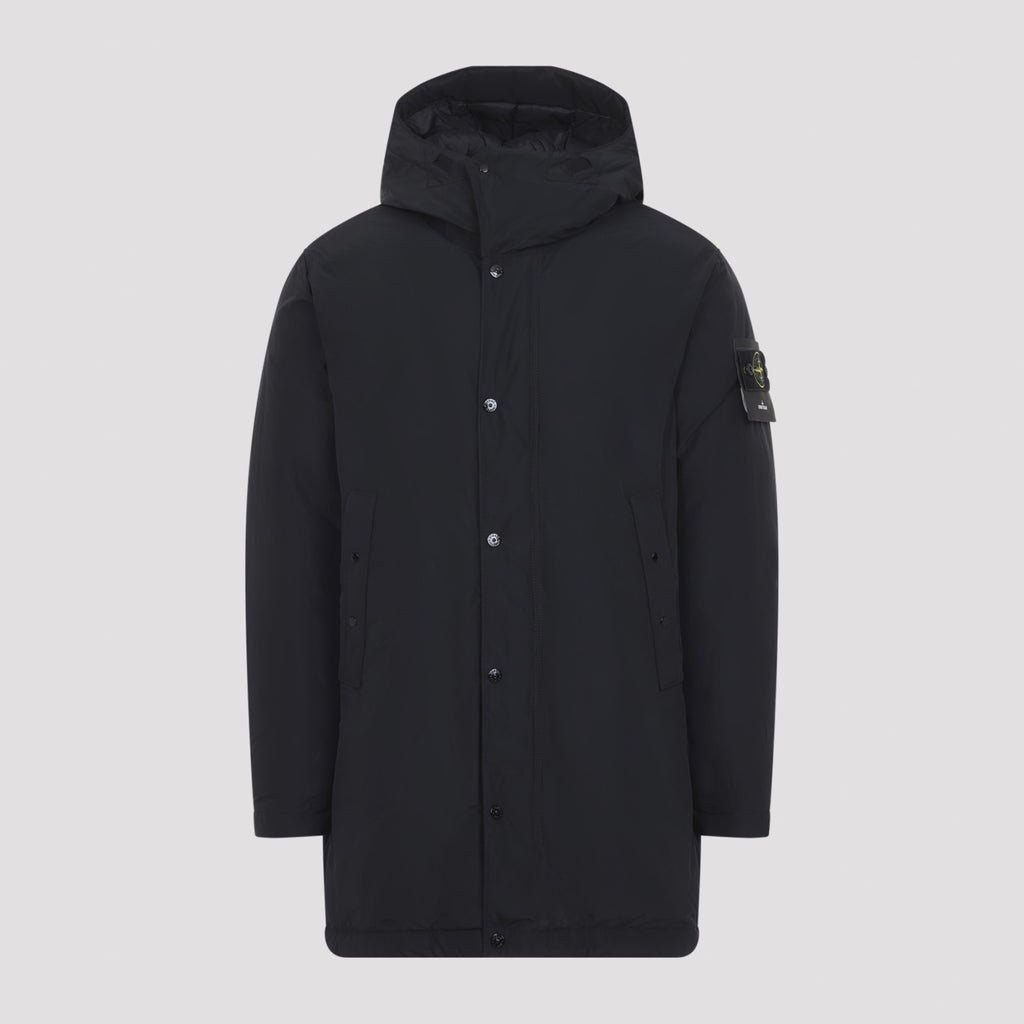 Stone Island Men's Padded Long Parka in Black Polyamide - view 1