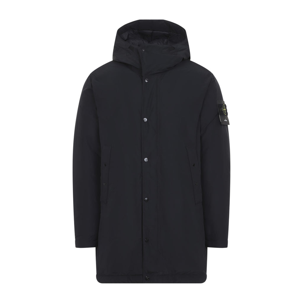 Stone Island Men's Padded Long Parka in Black Polyamide - view 2