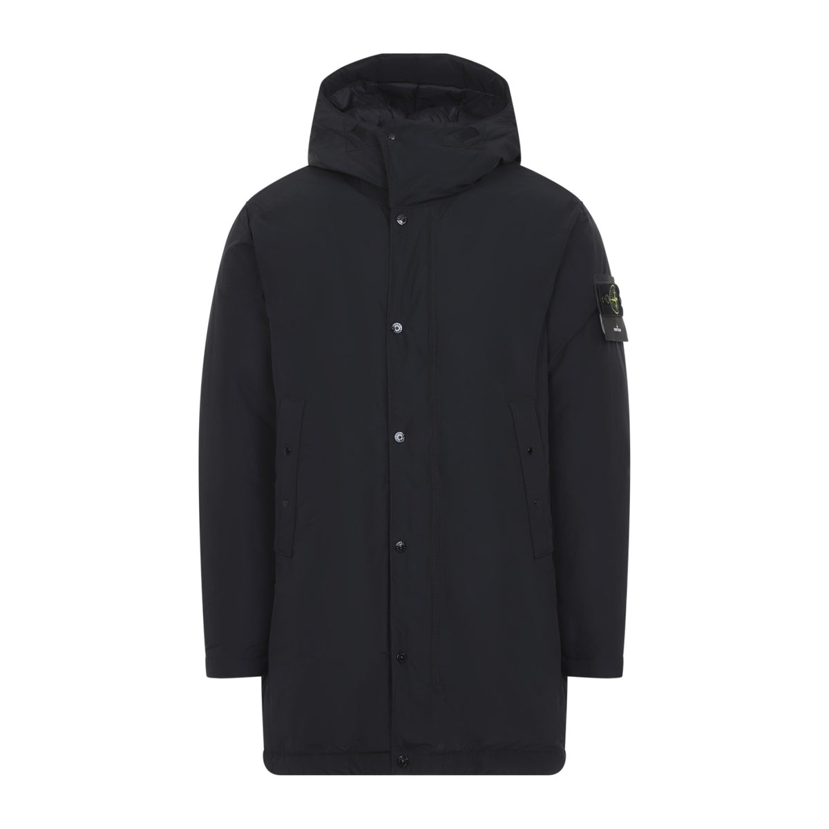 Stone Island Men's Padded Long Parka in Black Polyamide - view 2