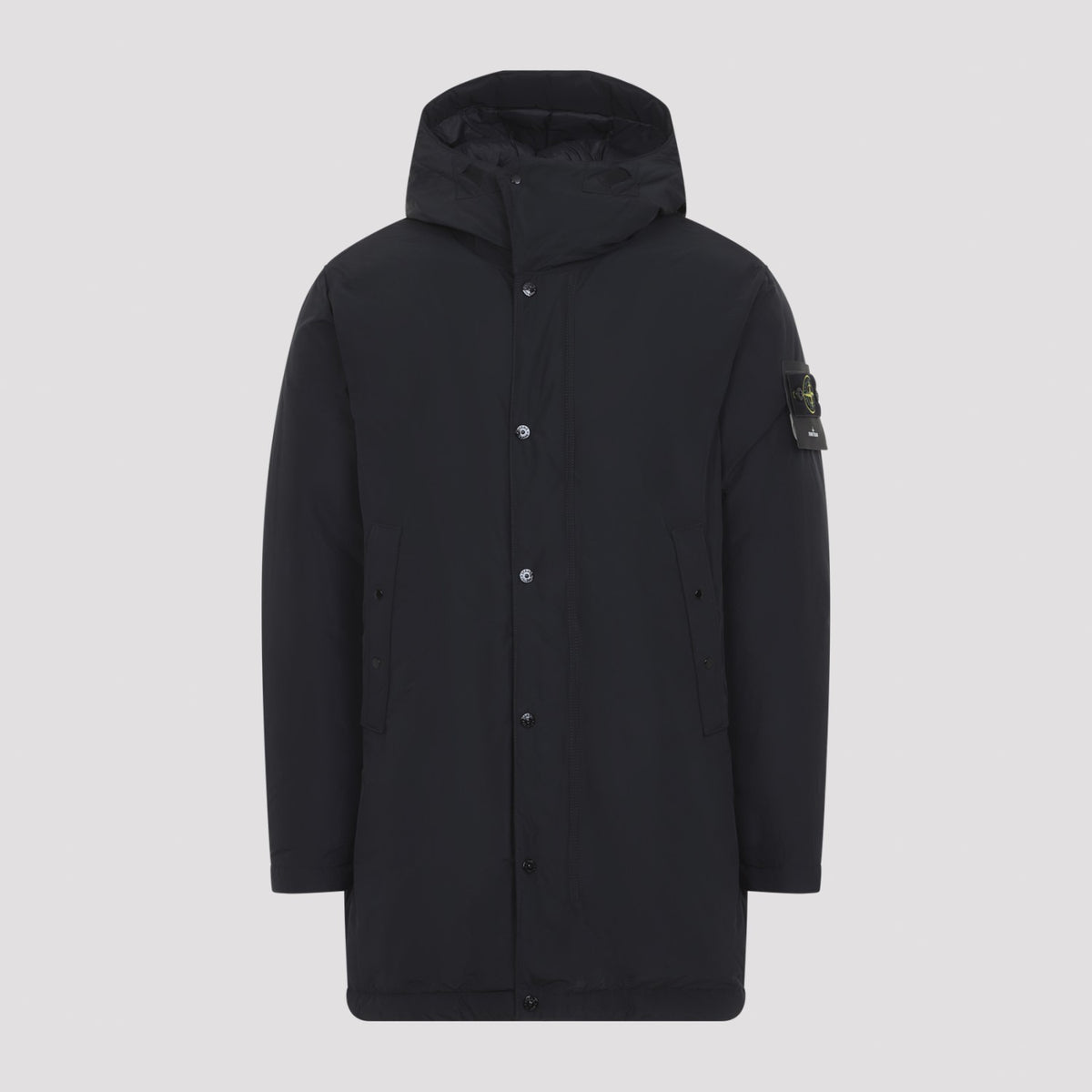 Stone Island Men's Padded Long Parka in Black Polyamide - view 3
