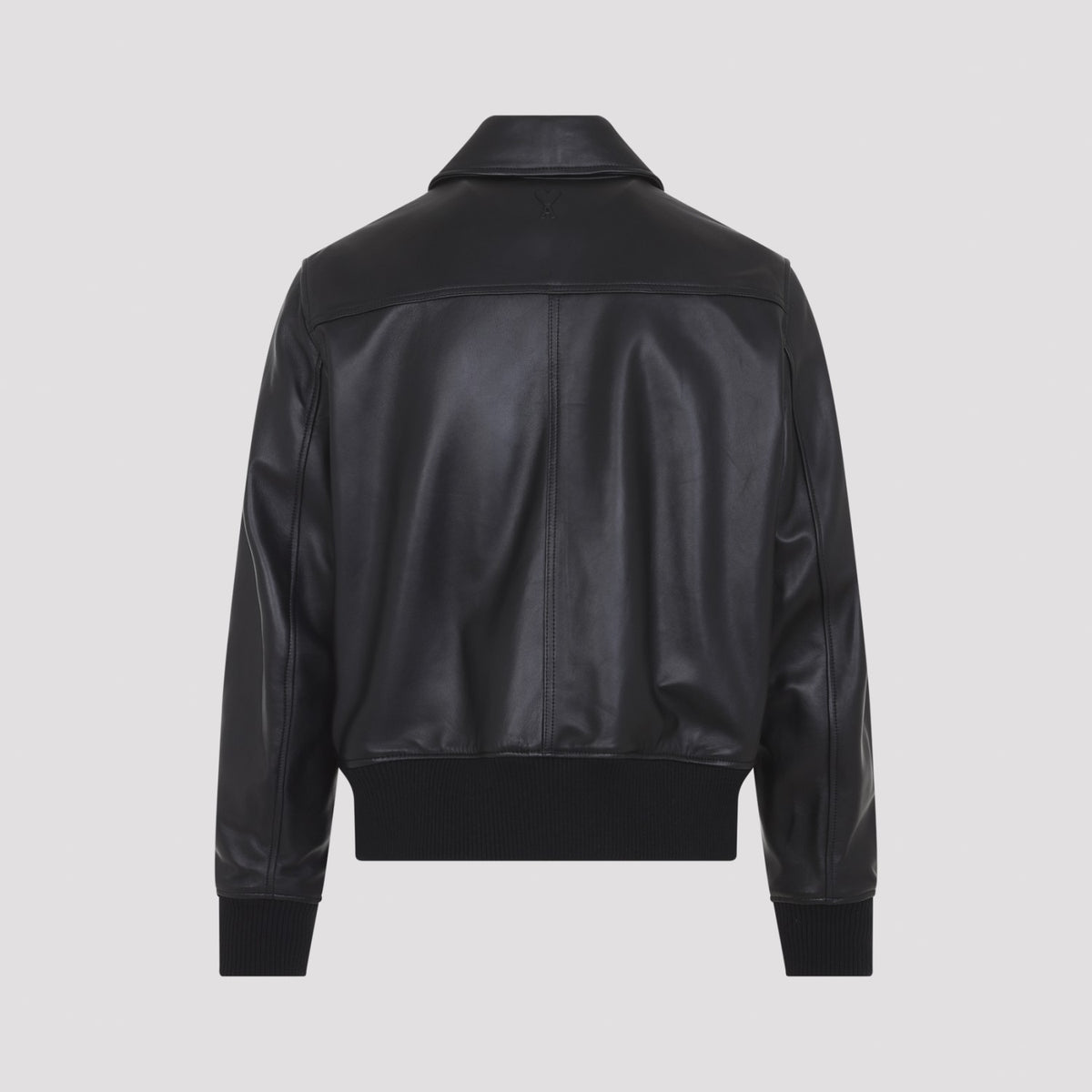 Ami Paris Men's Zipped Leather Jacket in Black - view 4