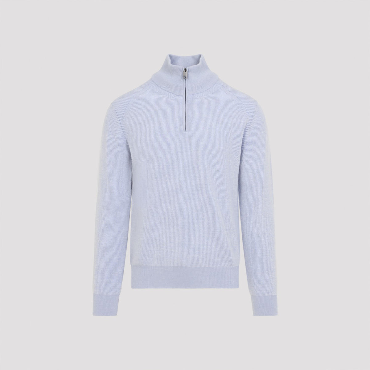 Brioni Men's Half Zip Up Sweater in Blue Pearl Cashmere - view 3
