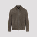 Brioni Men's Shirt Collar Blouson in Teak Leather - view 1