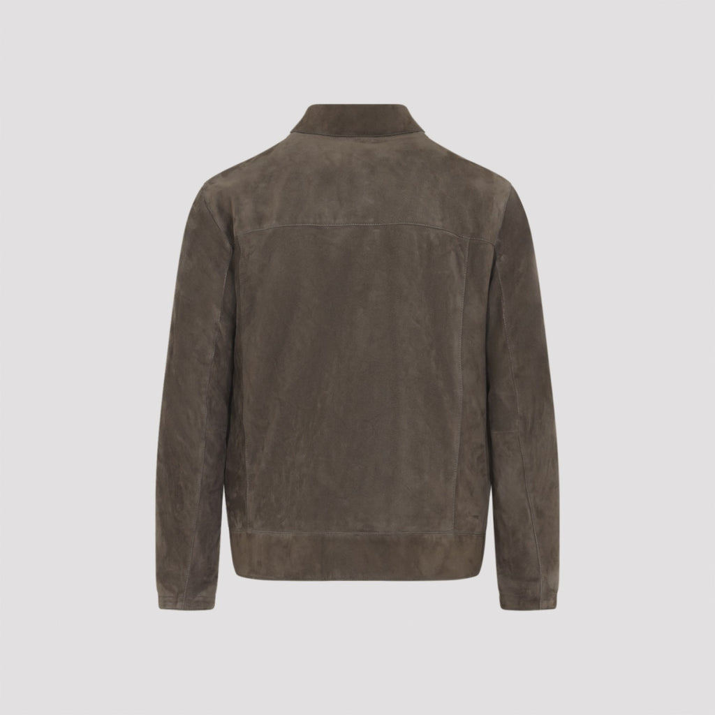 Brioni Men's Shirt Collar Blouson in Teak Leather - view 4
