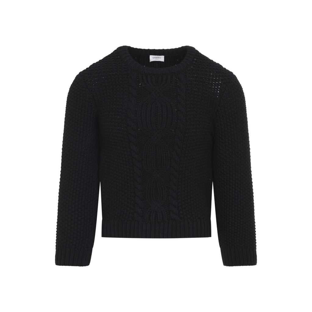 Saint Laurent Men's Wool Sweater in Noir - view 2