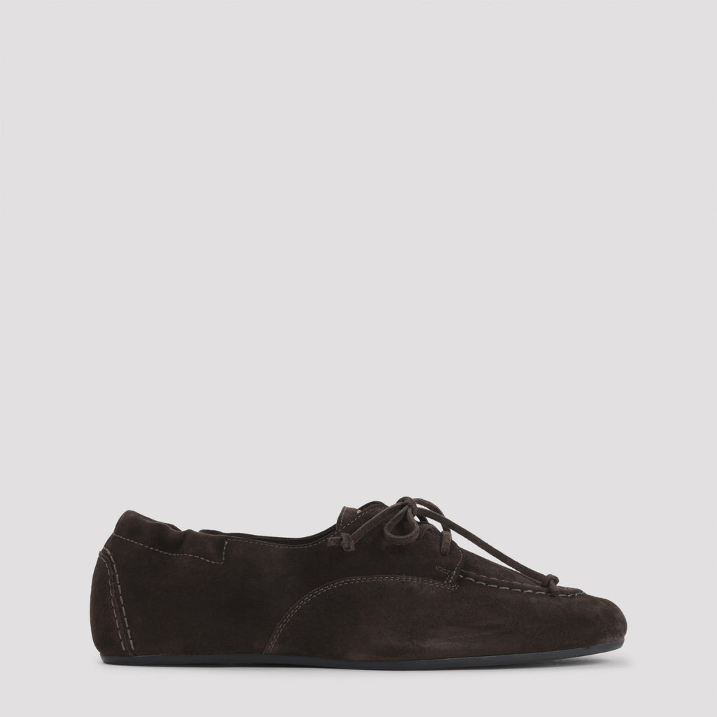 Celine Men's Suede Lace-Up Loafers in Brown - view 1