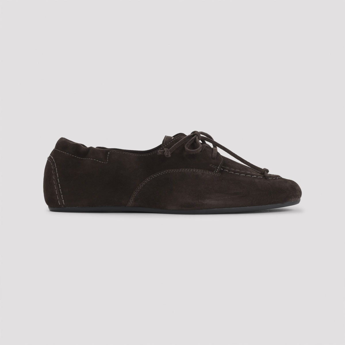 Celine Men's Suede Lace-Up Loafers in Brown - view 3