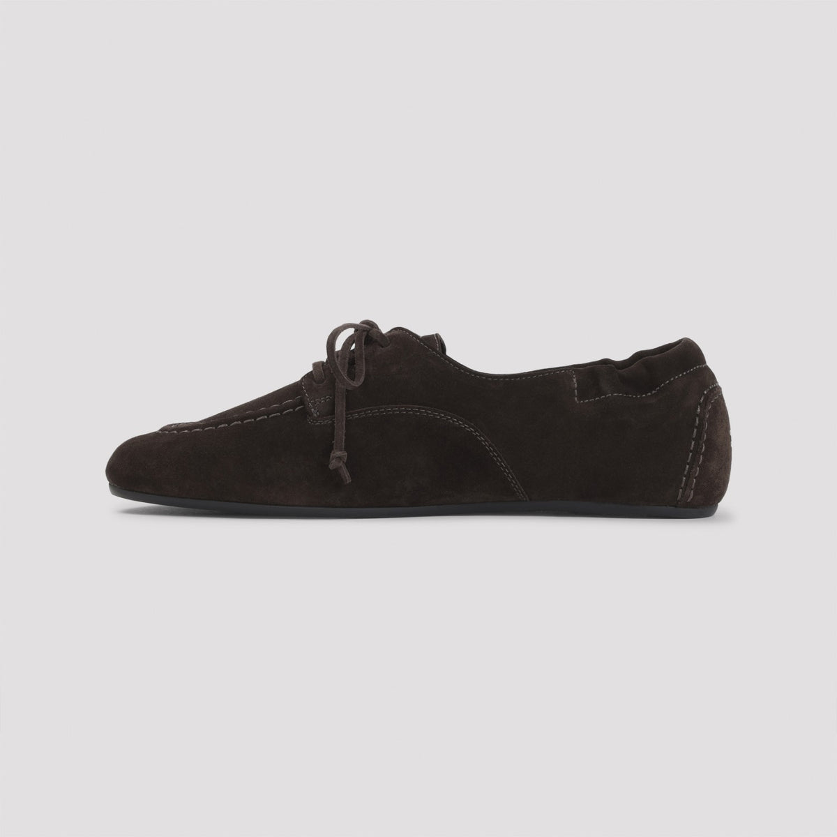 Celine Men's Suede Lace-Up Loafers in Brown - view 4