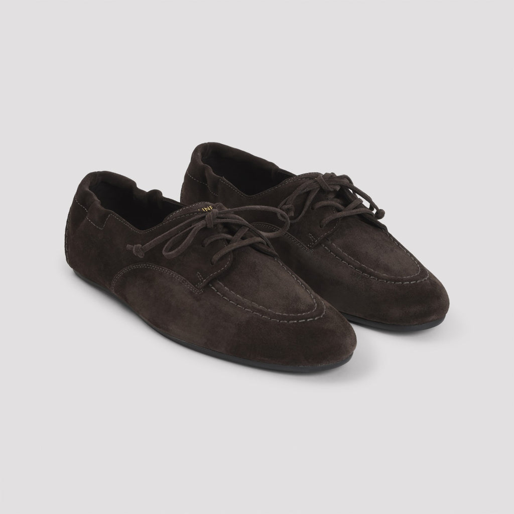 Celine Men's Suede Lace-Up Loafers in Brown - view 5