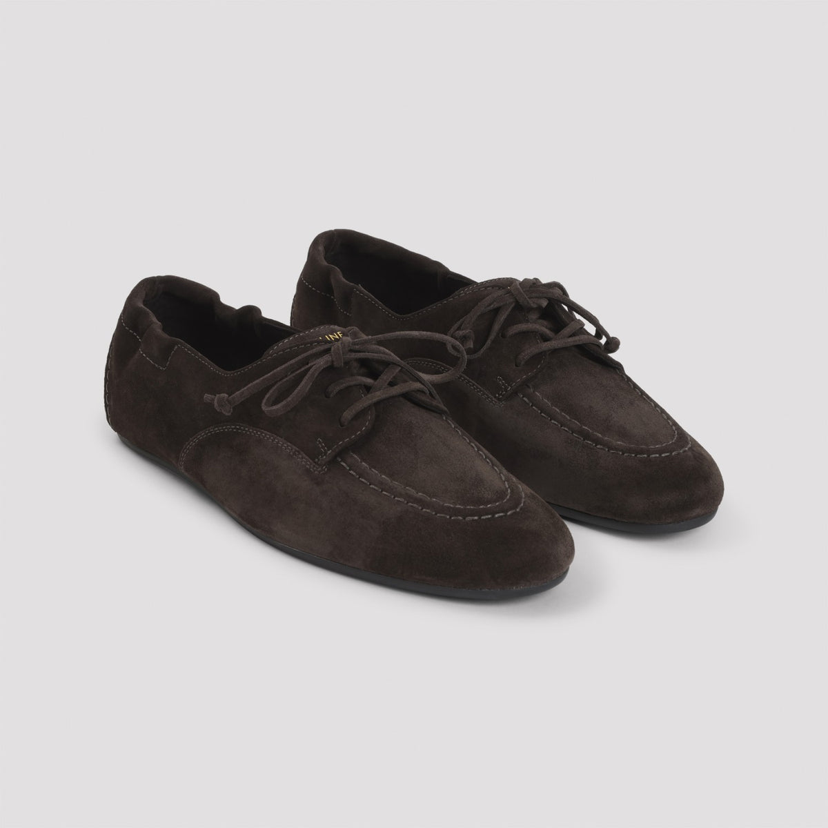 Celine Men's Suede Lace-Up Loafers in Brown - view 5