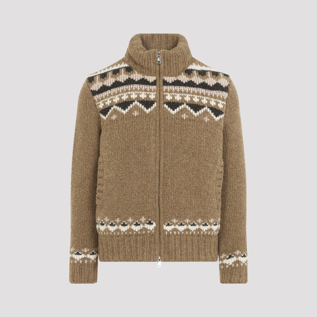 Moncler Men's P22 Cardigan Jacket in Medium Brown