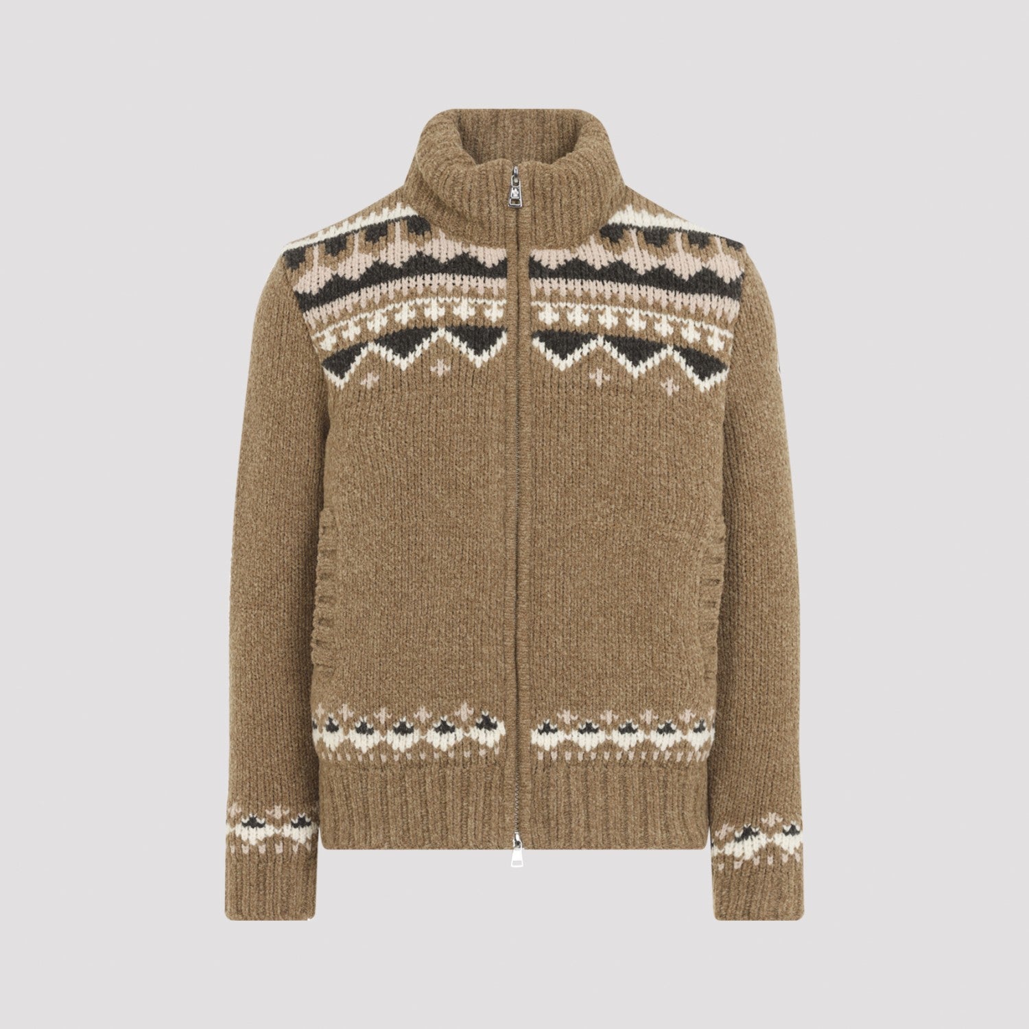 Moncler Men's P22 Cardigan Jacket in Medium Brown
