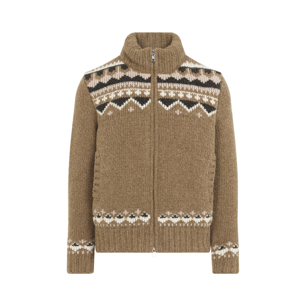 Moncler Men's P22 Cardigan Jacket in Medium Brown