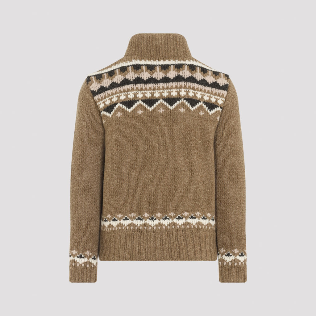 Moncler Men's P22 Cardigan Jacket in Medium Brown