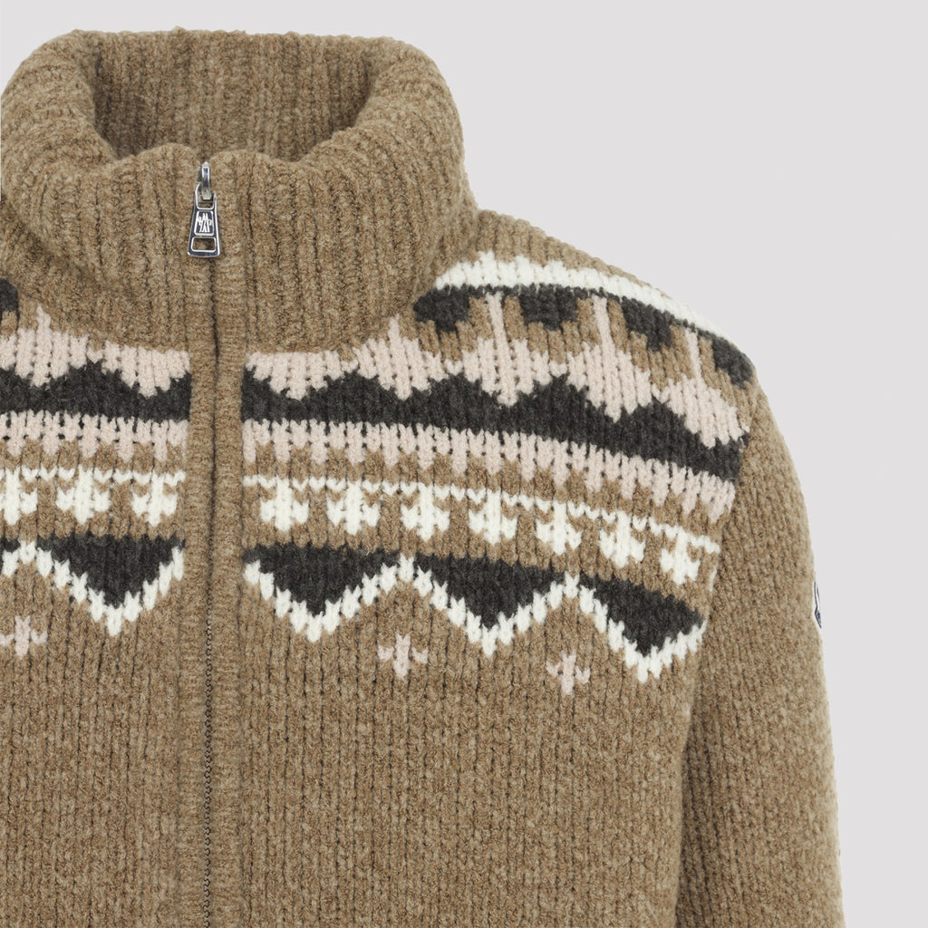 Moncler Men's P22 Cardigan Jacket in Medium Brown