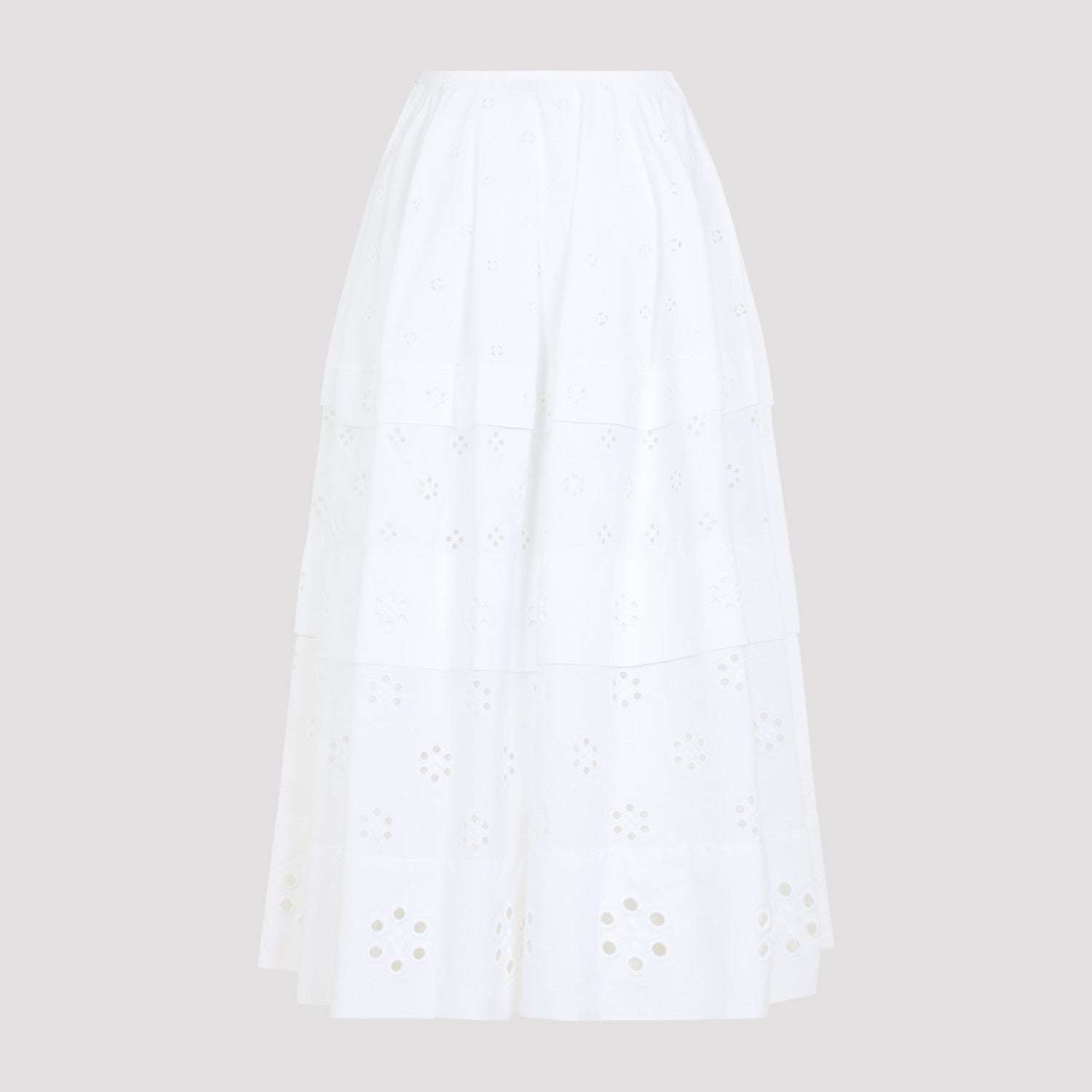 Celine Women's Broderie Anglaise Cotton Maxi Skirt in White