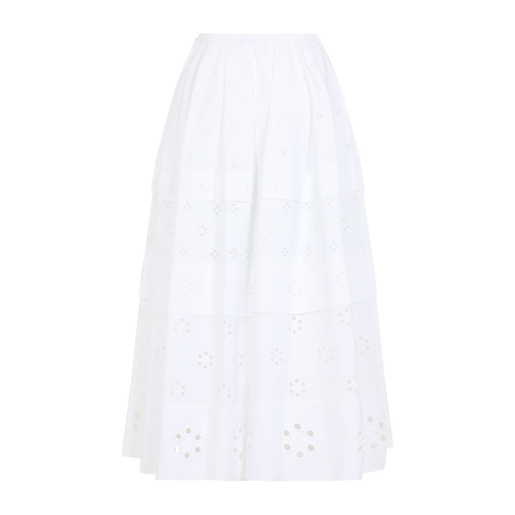 Celine Women's Broderie Anglaise Cotton Maxi Skirt in White