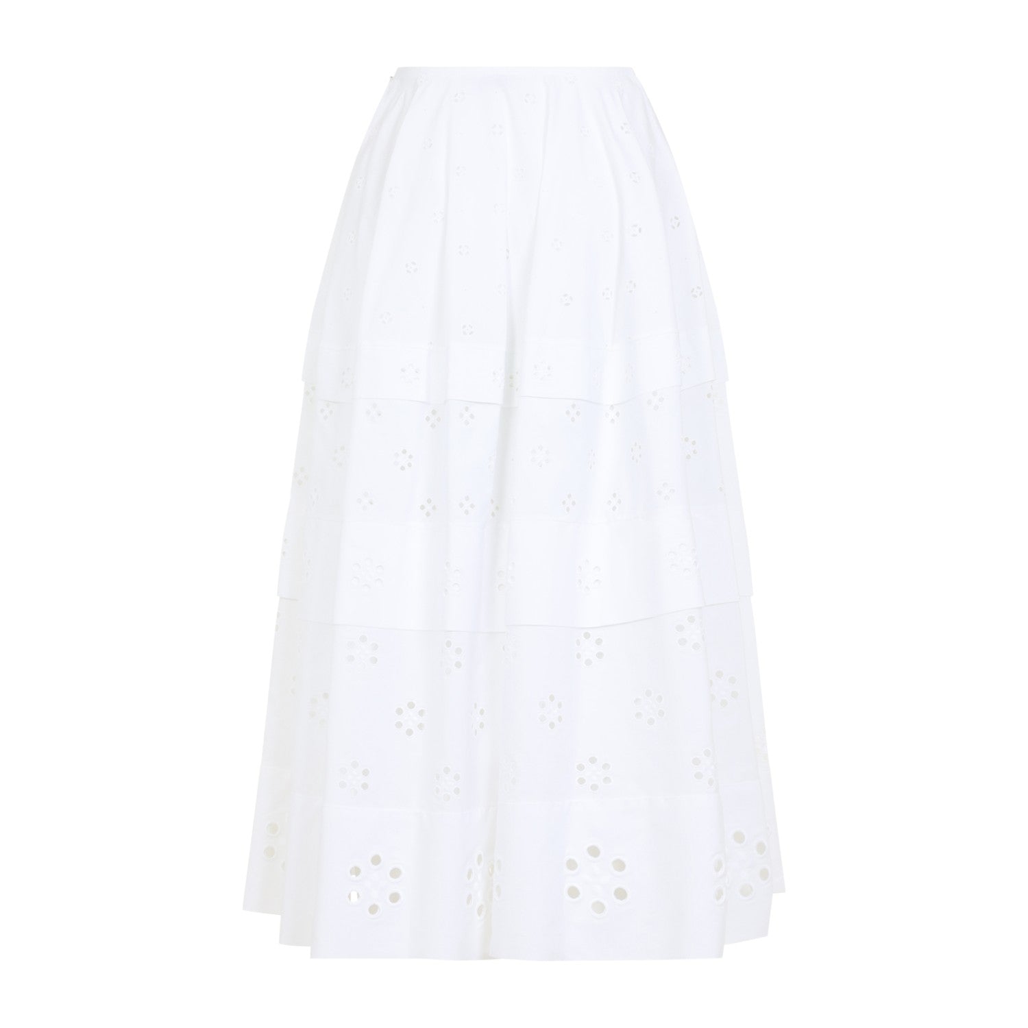 Celine Women's Broderie Anglaise Cotton Maxi Skirt in White