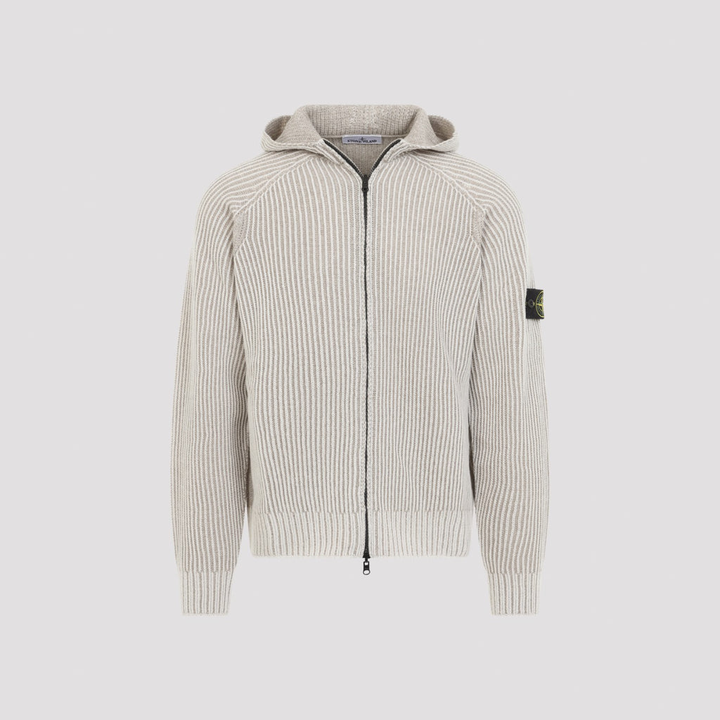 Stone Island Men's Cashmere Blend Knit Hoodie in Ivory