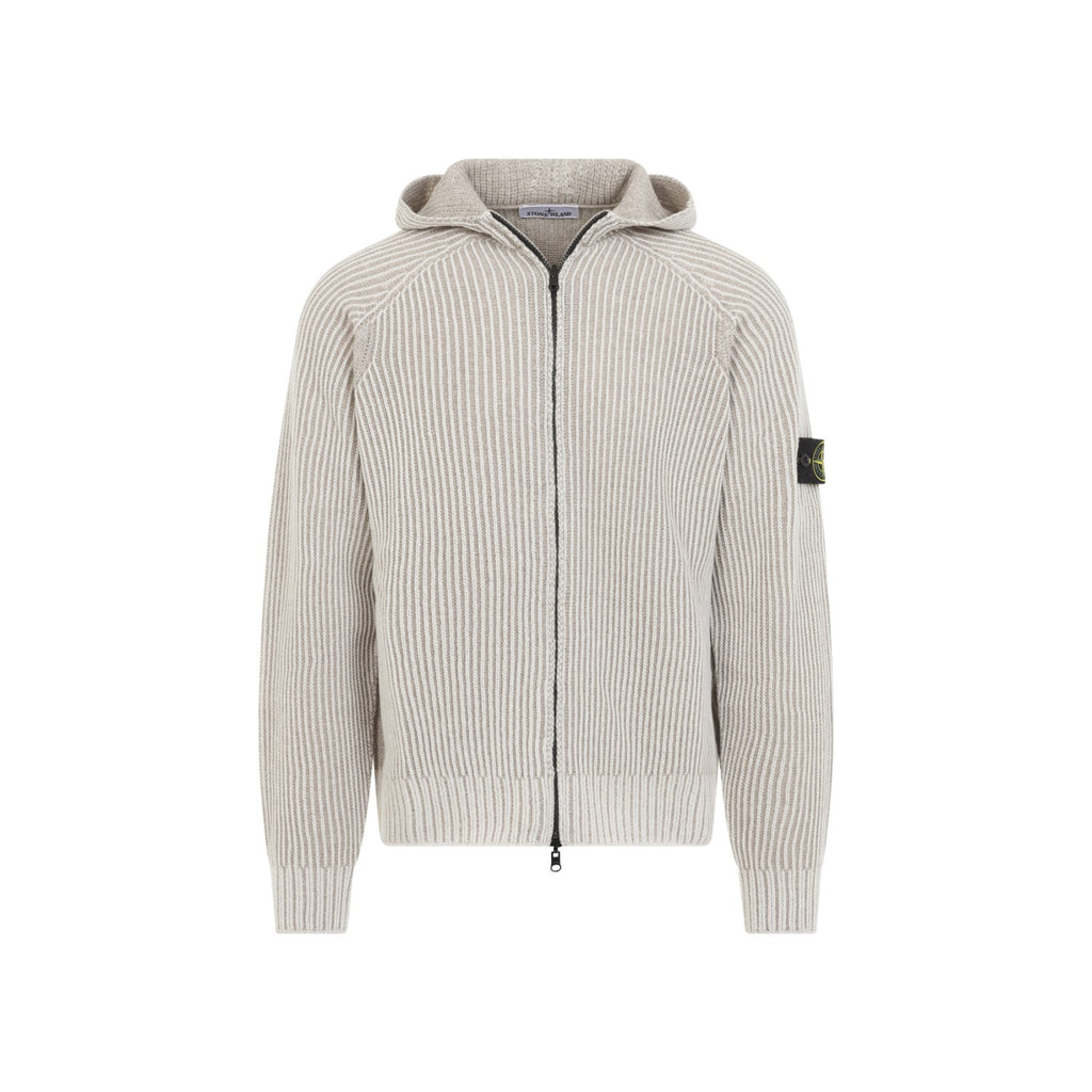 Stone Island Men's Cashmere Blend Knit Hoodie in Ivory