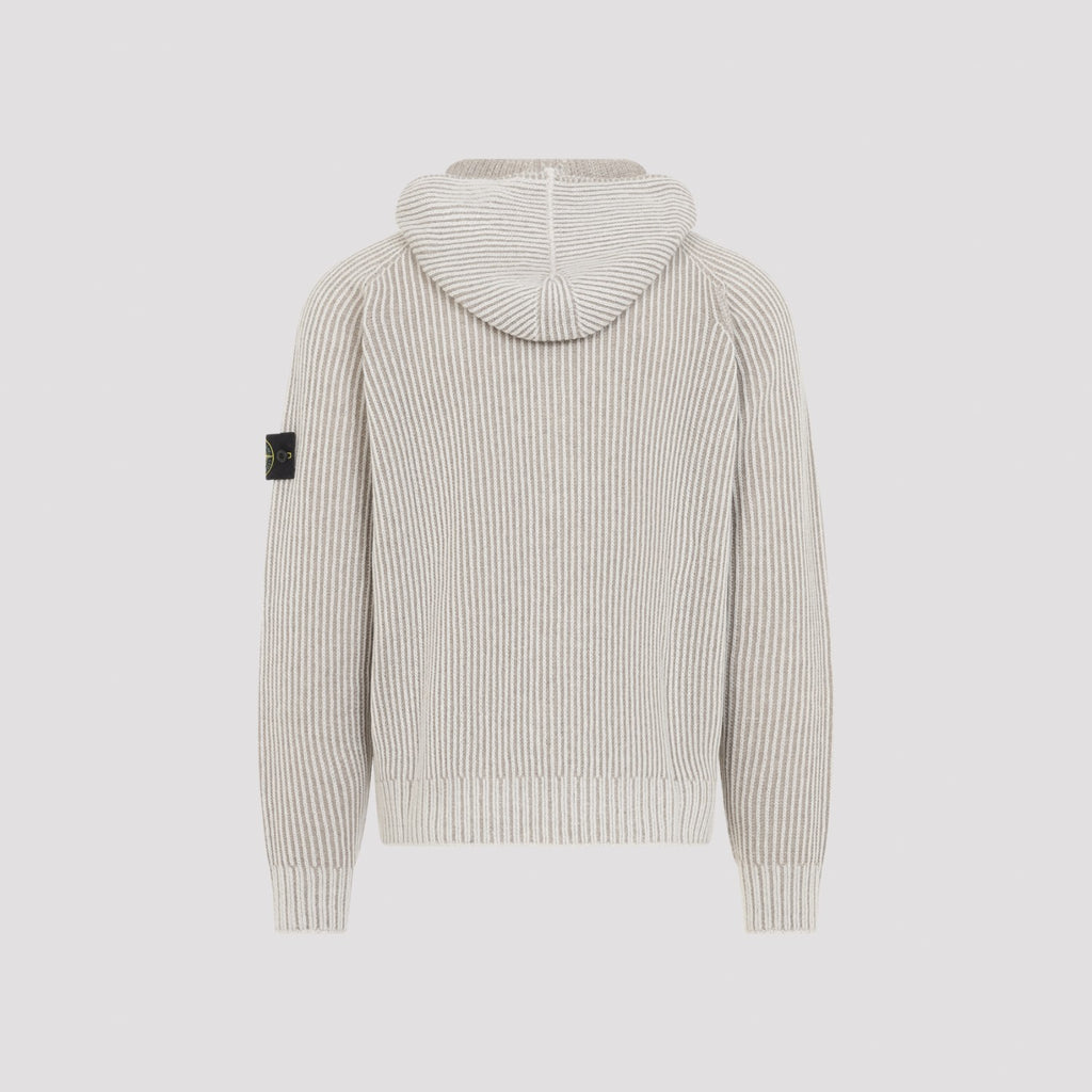 Stone Island Men's Cashmere Blend Knit Hoodie in Ivory