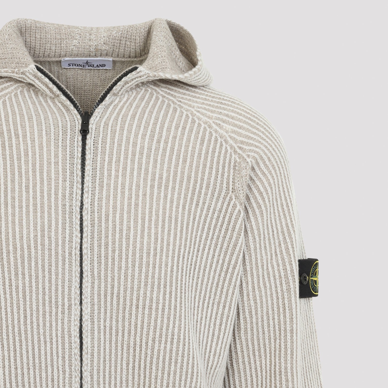 Stone Island Men's Cashmere Blend Knit Hoodie in Ivory