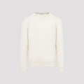 Brunello Cucinelli Men's Cashmere Crewneck Sweater in Cream
