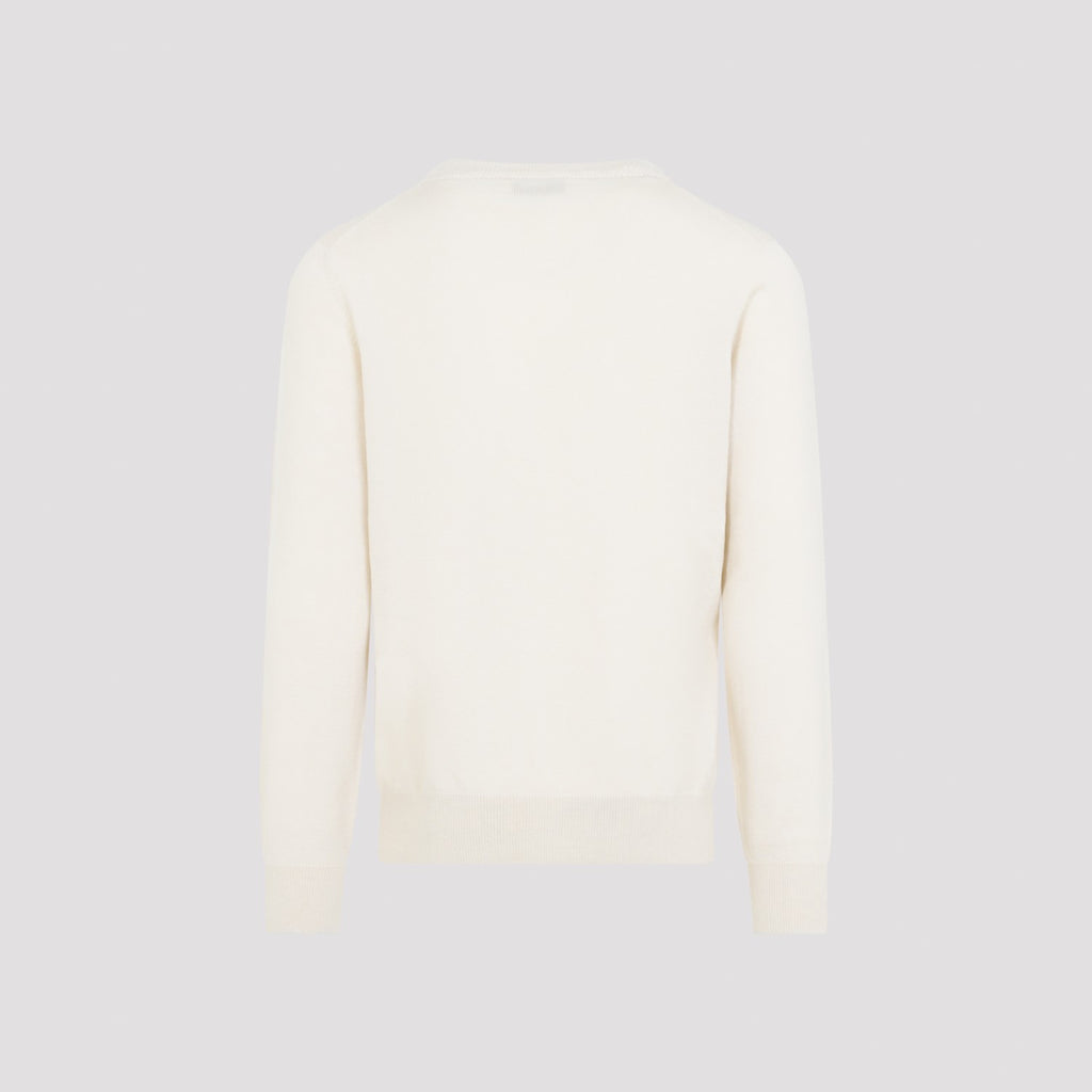Brunello Cucinelli Men's Cashmere Crewneck Sweater in Cream