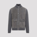 Brunello Cucinelli Men's Padded Leather Jacket in Grey