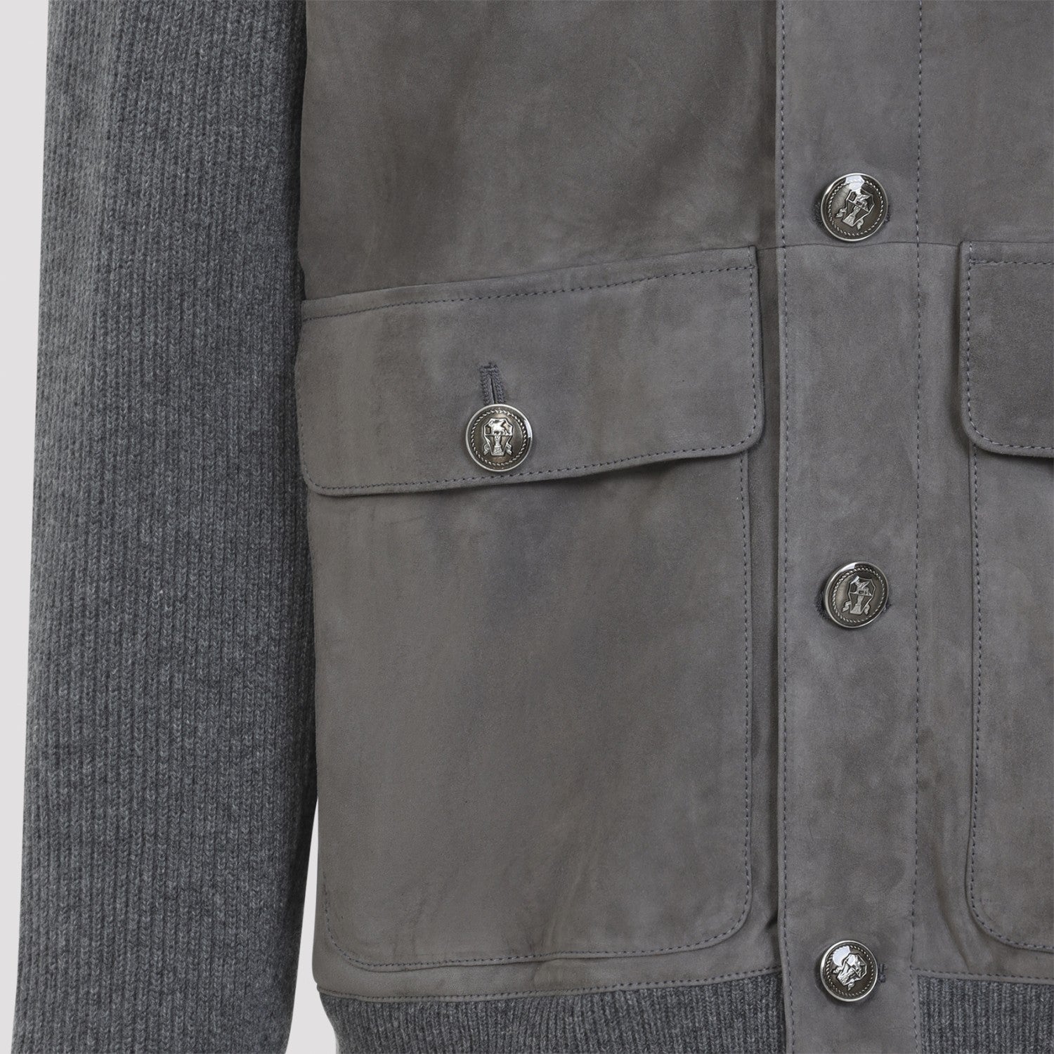 Brunello Cucinelli Men's Padded Leather Jacket in Grey