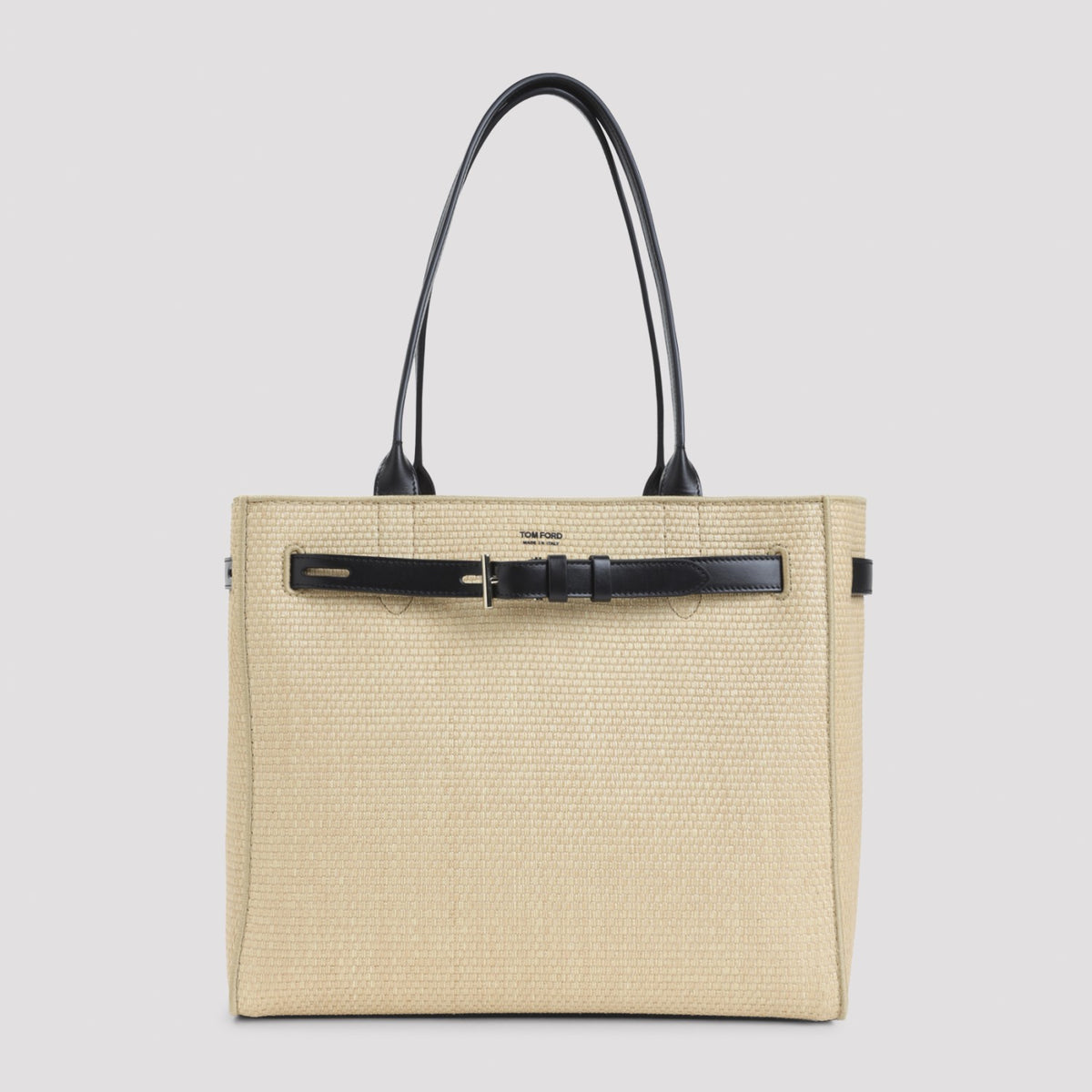 Tom Ford Women's Raffia Smooth Calf Tote in Natural Black - view 3