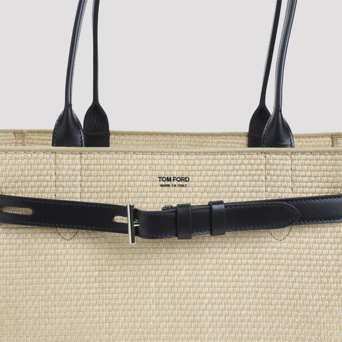 Tom Ford Women's Raffia Smooth Calf Tote in Natural Black - view 5